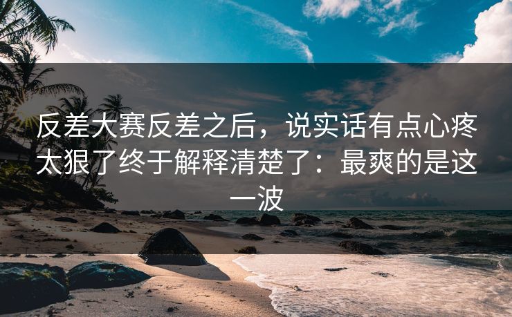 反差大赛反差之后,说实话有点心疼太狠了终于解释清楚了:最爽的是这一波